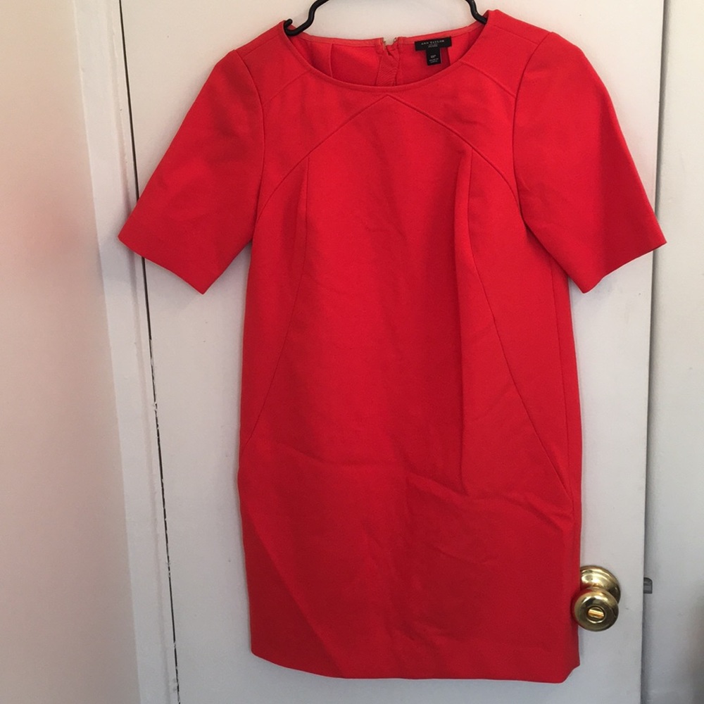 Orange red, shift dress